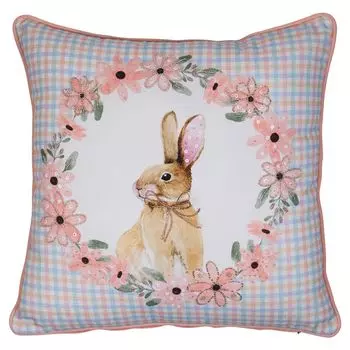 Декоративная подушка-венок из кролика с вышивкой ручной работы Mars & More 45х45см