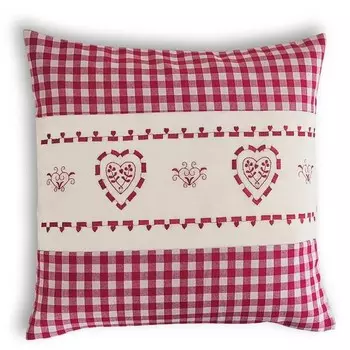 Декоративная подушка wometo Landhaus Karo Herz, 40x8x40 см цвет herz rot