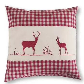 Декоративная подушка wometo Landhaus Karo Hirsch, 40x8x40 см цвет hirsch rot