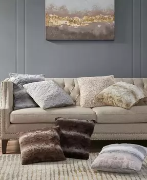 Декоративная подушка Zuri из искусственного меха, 20 x 20 дюймов Madison Park, серый