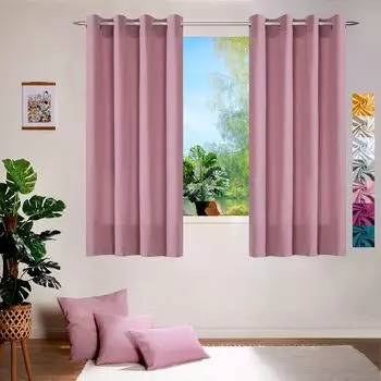 Декоративная штора heimtexland , декоративная штора из хлопка, непрозрачная, однотонная, с люверсами, тип 849, розовая, В x Ш 160 x 140 см, розовый