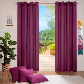 Декоративная штора heimtexland хлопковая декоративная штора непрозрачная однотонная штора с люверсами тип 849 ягода В x Ш 225 x 140 см, фиолетовый