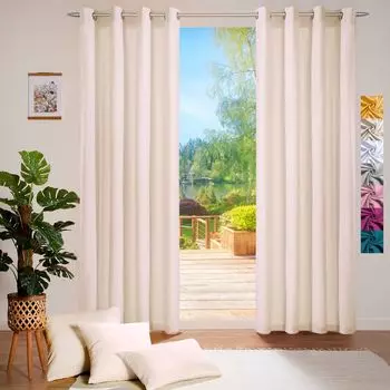 Декоративная штора heimtexland хлопковая декоративная штора непрозрачная однотонная штора с люверсами тип 849 натуральный В x Ш 225 x 140 см