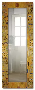 Декоративное зеркало Artland "Bloch-Bauer", зеркало в полный рост в раме, настенное зеркало, с мотивной рамкой, загородный дом 50,4х140,4х1,6 см, цвет gelb