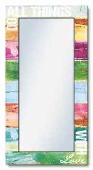 Декоративное зеркало Artland "Делай все с любовью", зеркало в полный рост в раме, настенное зеркало с мотивной рамкой, современное 60,4х120,4х1,6 см, цвет bunt