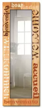 Декоративное зеркало Artland "Добро пожаловать", загородный дом, настенное зеркало, зеркало в полный рост 50,4х140,4х1,6 см, коричневый