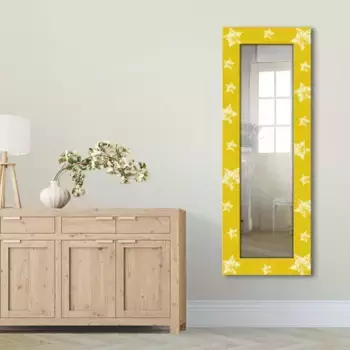 Декоративное зеркало Artland "Звезды", зеркало в полный рост в раме, настенное зеркало с мотивной рамкой, загородный дом 50,4х140,4х1,6 см, цвет gelb