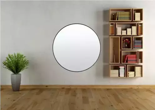 Декоративное зеркало Lenfra "Чикаго", (1 шт.), настенное зеркало, круглое 120 см, черный