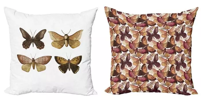 Декоративные чехлы для подушек ABAKUHAUS Butterfly, набор из 2 шт., мотив «Мотыльки землистых цветов», двусторонняя цифровая печать Modern Accent, 60 x 60 см, коричневая сепия и темно-бордовый