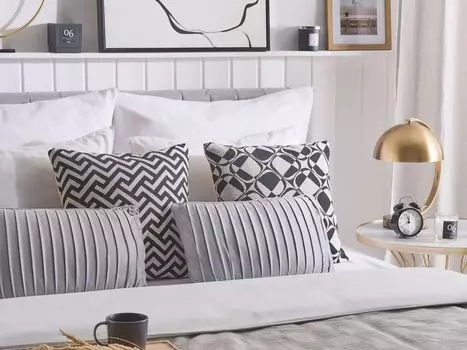 Декоративные подушки BELIANI серые 50 х 30 см в наборе из 2 штук в мягком чехле с наполнителем в полоску гостиная, спальня прямоугольный современный дизайн