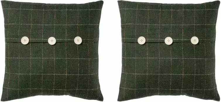 Декоративные подушки Creativ deco с аппликацией из пуговиц, в наборе 2 шт., включая наполнитель, 40х40 см 40,00х40,00 см, темно-зеленый