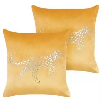 Декоративные подушки набор из 2-х штук Beliani, темно-желтый