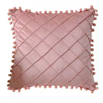 Декоративный чехол для подушки с кисточками, плюшевый дизайн в форме ромба, наволочка, предметы домашнего обихода, ярко-розовый Stuttg