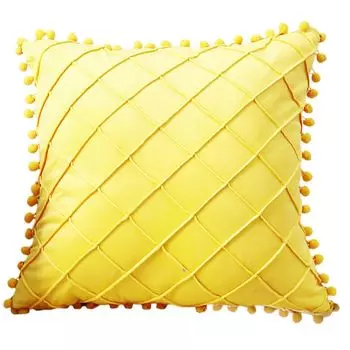 Декоративный чехол для подушки с кисточками, плюшевый дизайн в форме ромба, наволочка, предметы домашнего обихода, желтый Stuttg