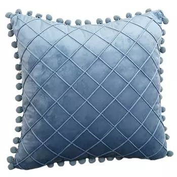 Декоративный чехол для подушки с кисточками, плюшевый дизайн в форме ромба, наволочка, предметы домашнего обихода, синий цвет Stuttg