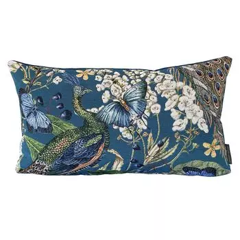Декоративный чехол на подушку гобелен для дивана, спальни, гостиной, СИНИЙ ПАВЛИН, 40x60 Deco Haus