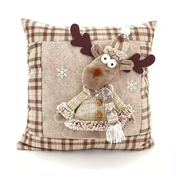 Декоративный чехол на подушку heimtexland Рождественский фетровый плюшевый 3D декоративный чехол на подушку с аппликацией Рождественское украшение Тип подушки 832 лось
