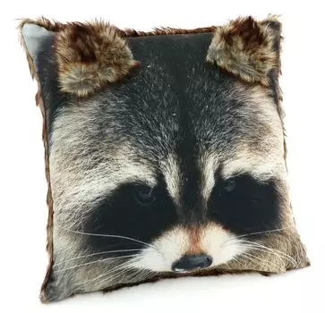 Декоративный чехол на подушку heimtexland с меховой спинкой, зимние животные, цифровая печать, фото, чехол, декоративная велюровая подушка, тип 587, енот, 40 x 40 см