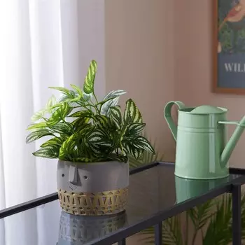 Декоративный цветочный горшок Objevi с фигуркой лица - Золото - 10x10x12 см