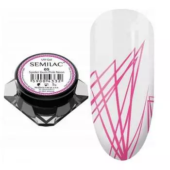 Декоративный гель Semilac Spider Gum Pink Neon, самый модный розовый номер. 05 - 5г