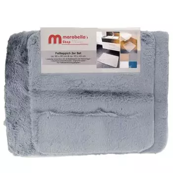 Декоративный меховой комплект из 2 ковриков для ванной разных цветов. Коврики для душа Marabella, серый