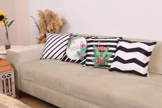 Декоративный набор из 4 чехлов на подушки с изображением фламинго, декоративный чехол на подушку, чехол на подушку Ekershop