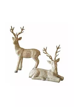 Декоративный набор оленей из 2 шт. Lyssia античный белый Loberon, antikwei
