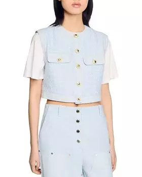 Декоративный твидовый пиджак Sandro, синий