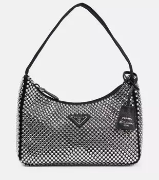 Декорированная атласная сумка Prada, Cristal
