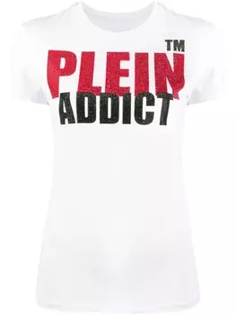 Декорированная футболка Addict с короткими рукавами Philipp Plein, белый
