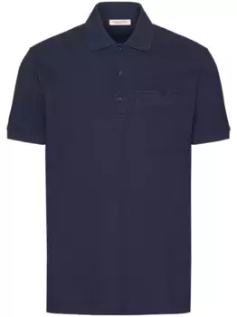 Декорированная рубашка поло из ткани пике VALENTINO GARAVANI, синий