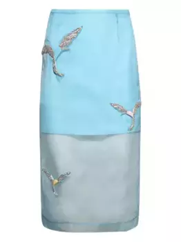 Декорированная юбка из органзы David Koma, синий