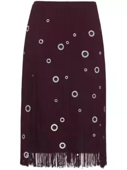 Декорированная юбка миди с бахромой Prada, красный