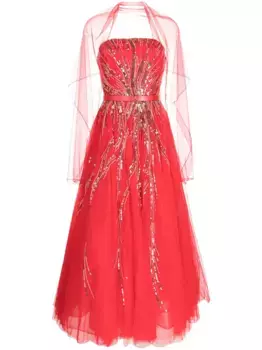 Декорированное платье без бретелей Saiid Kobeisy, красный