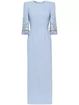 Декорированное платье макси Bergman Jenny Packham, синий