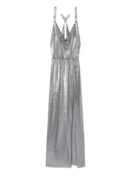 Декорированное платье макси Medusa '95 VERSACE, серебяный