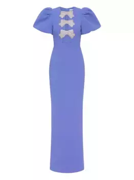 Декорированное платье макси с объемными рукавами Rebecca Vallance, синий
