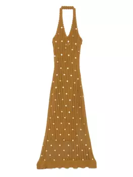 Декорированное платье макси SANDRO, коричневый