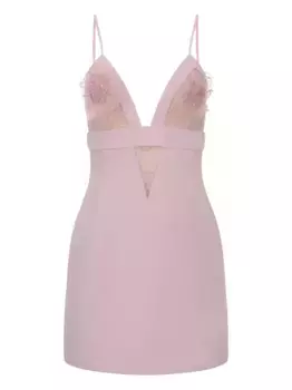 Декорированное платье мини с кружевом Elisabetta Franchi, розовый