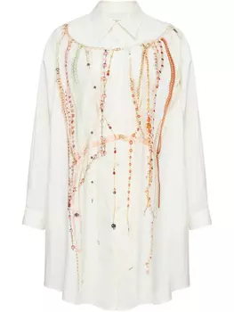 Декорированное платье-рубашка MM6 Maison Margiela, белый
