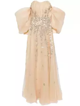 Декорированное платье с открытыми плечами Saiid Kobeisy, нейтральный