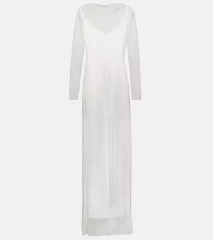 Декорированное сетчатое платье макси Caracas MAX MARA, белый