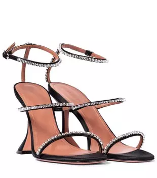 Декорированные атласные сандалии Gilda Amina Muaddi, черный