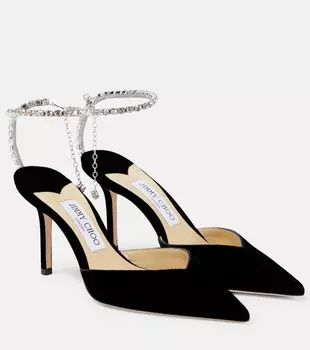 Декорированные бархатные туфли Saeda 85 Jimmy Choo, черный
