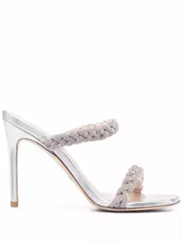 Декорированные босоножки Addison на шпильке Stuart Weitzman, серебяный