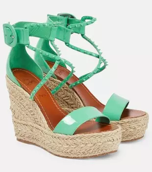 Декорированные босоножки на танкетке Chocazeppa 120 Christian Louboutin, зеленый