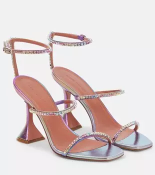 Декорированные кожаные сандалии Gilda Amina Muaddi, разноцветный