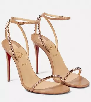 Декорированные кожаные сандалии So Me 100 Christian Louboutin, бежевый