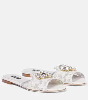 Декорированные кружевные босоножки Bianca Dolce&Gabbana, белый