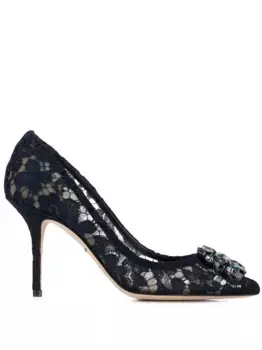 Декорированные кружевные туфли DOLCE & GABBANA, синий